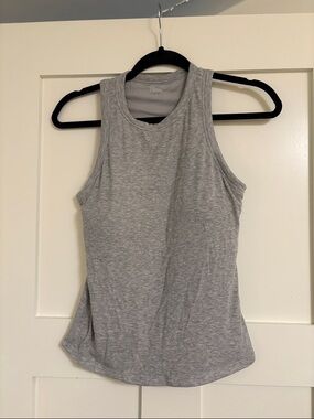Women's Gray Sleeveless Tank Top with built in bra cups